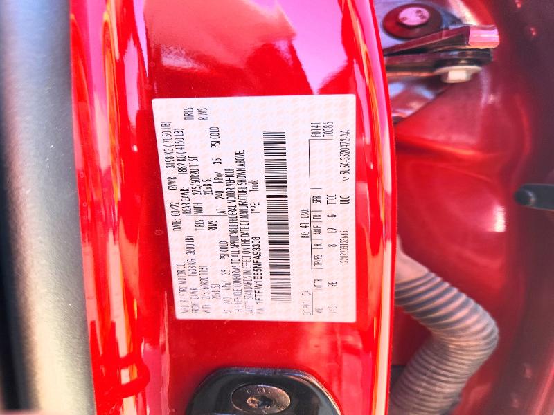 Auction sale of the 2022 Ford F150, vin: 1FTFW1E85NFA93308, lot number: 57347416