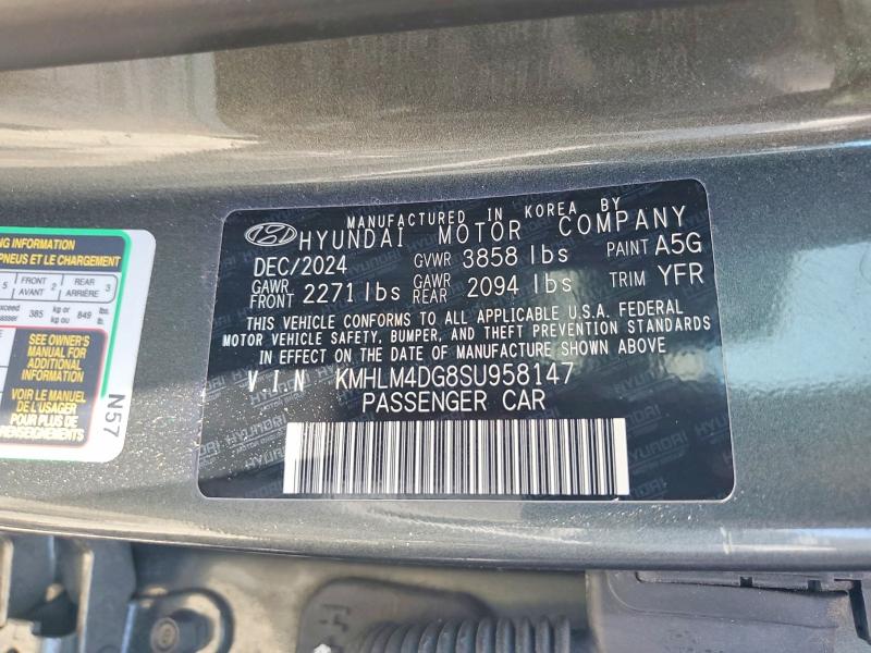 56643216 :رقم المزاد ، KMHLM4DG8SU958147 vin ، 2025 Hyundai Elantra مزاد بيع