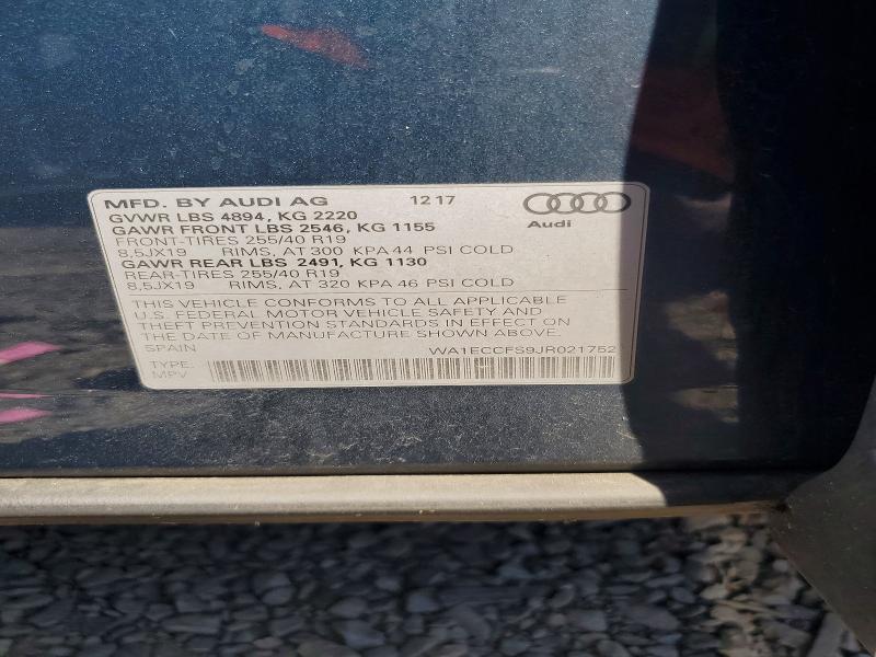 Продажа на аукционе авто 2018 Audi Q3, vin: WA1ECCFS9JR021752, номер лота: 56341446