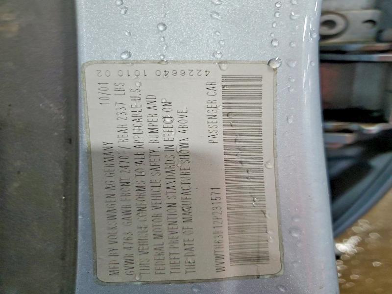 57155106 :رقم المزاد ، WVWTH63B12P231571 vin ، 2002 Volkswagen Passat مزاد بيع