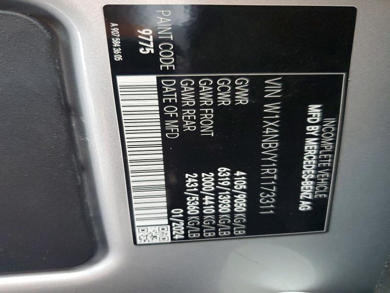 Продажа на аукционе авто 2024 Mercedes-benz Sprinter, vin: W1X4NBVY1RT173311, номер лота: 57786756