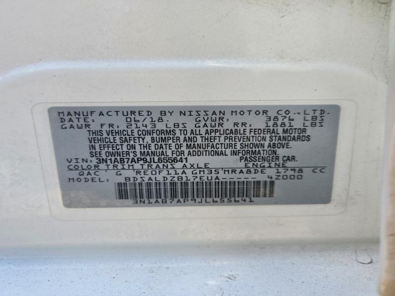 Продажа на аукционе авто 2018 Nissan Sentra, vin: 3N1AB7AP9JL655641, номер лота: 56072886