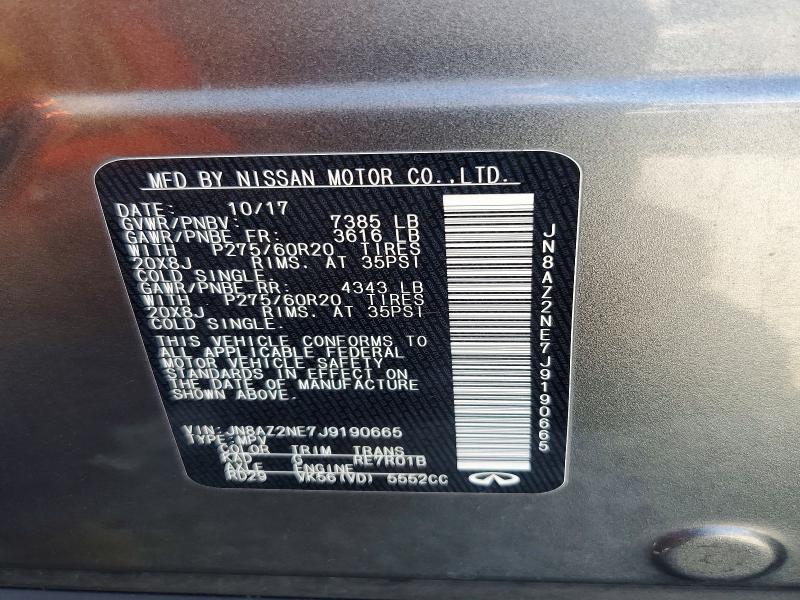 Aukcja sprzedaży 2018 Infiniti Qx80, vin: JN8AZ2NE7J9190665, numer aukcji: 57035136