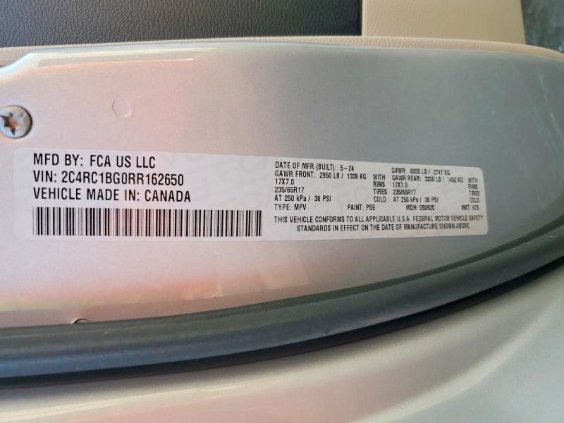 Продаж на аукціоні авто 2024 Chrysler Pacifica, vin: 2C4RC1BG0RR162650, номер лоту: 58097086