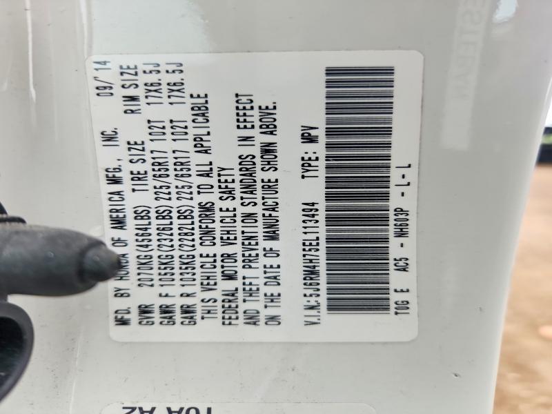 Продаж на аукціоні авто 2014 Honda Cr-v, vin: 5J6RM4H75EL113494, номер лоту: 58391746