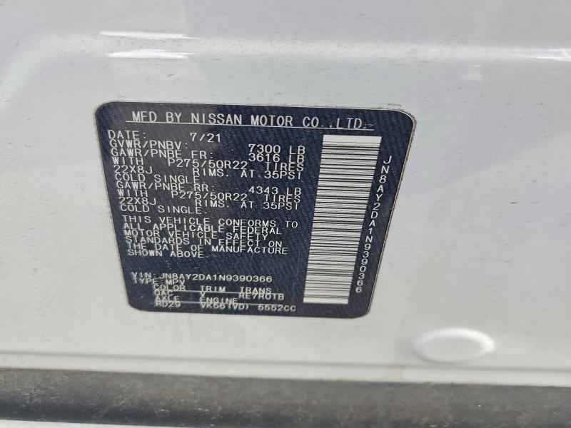 Aukcja sprzedaży 2022 Nissan Armada, vin: JN8AY2DA1N9390366, numer aukcji: 57428706