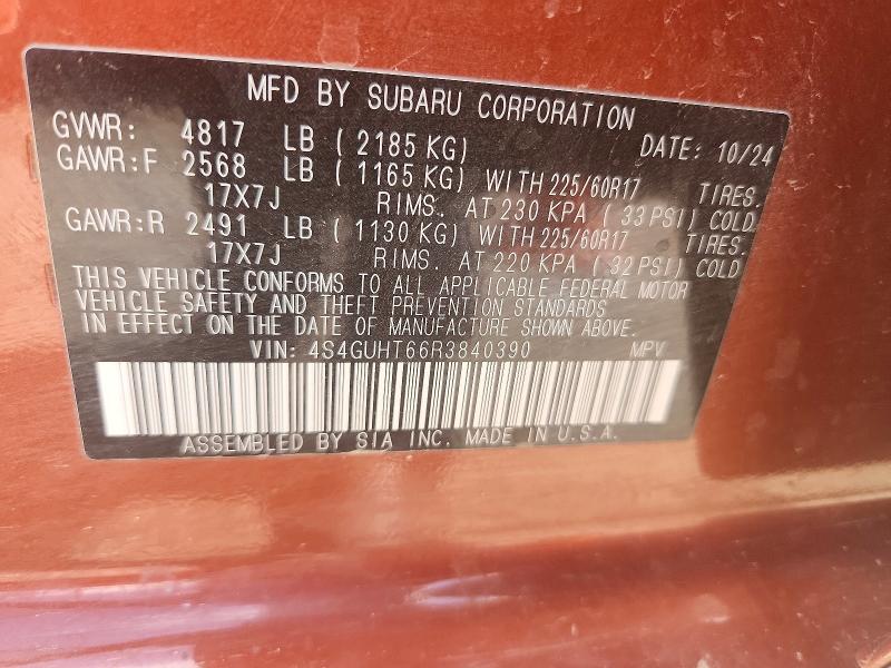 58477206 :رقم المزاد ، 4S4GUHT66R3840390 vin ، 2024 Subaru Crosstrek مزاد بيع