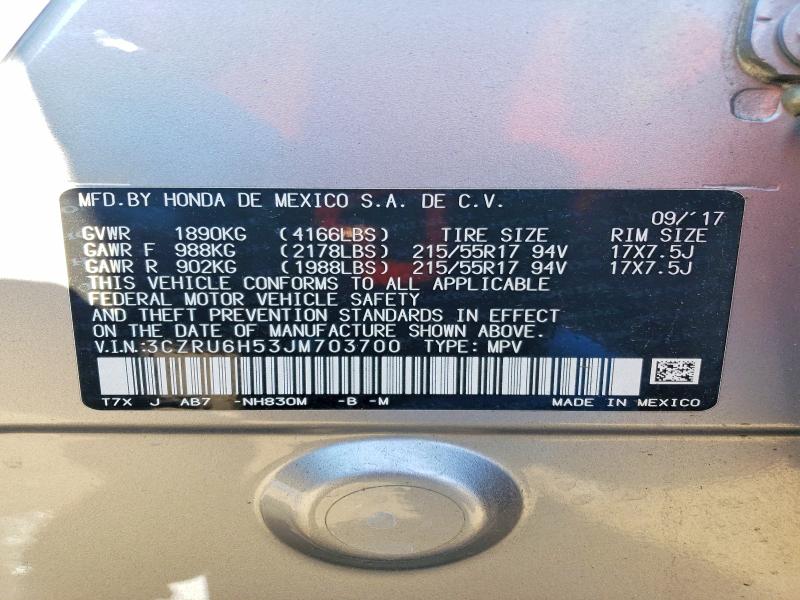 Aukcja sprzedaży 2018 Honda Hr-v, vin: 3CZRU6H53JM703700, numer aukcji: 55557886
