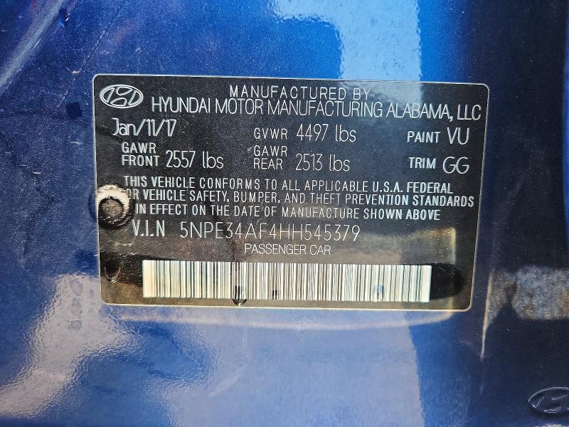 Aukcja sprzedaży 2017 Hyundai Sonata, vin: 5NPE34AF4HH545379, numer aukcji: 57230146