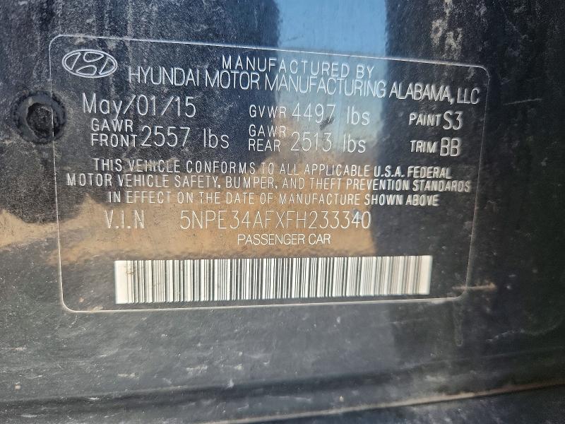 2015 Hyundai Sonata მანქანა იყიდება აუქციონზე, vin: 5NPE34AFXFH233340, აუქციონის ნომერი: 55729146