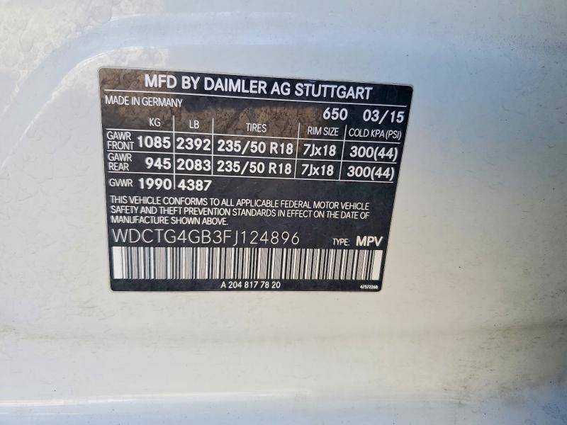 Продажа на аукционе авто 2015 Mercedes-benz Gla, vin: WDCTG4GB3FJ124896, номер лота: 56992726