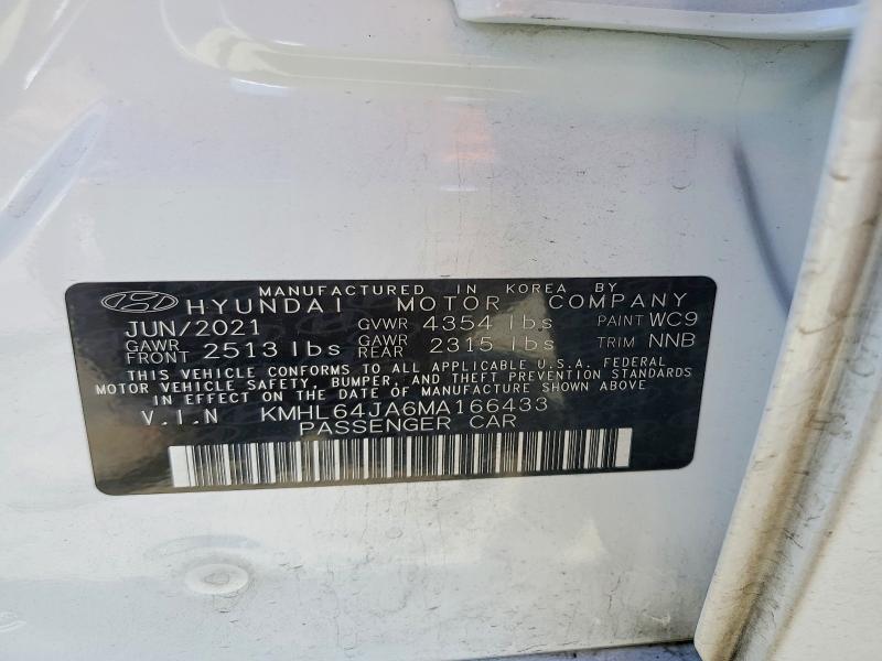 Продаж на аукціоні авто 2021 Hyundai Sonata, vin: KMHL64JA6MA166433, номер лоту: 56500256