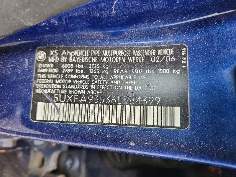 Aukcja sprzedaży 2006 Bmw X5, vin: 5UXFA93536LE84399, numer aukcji: 58126766