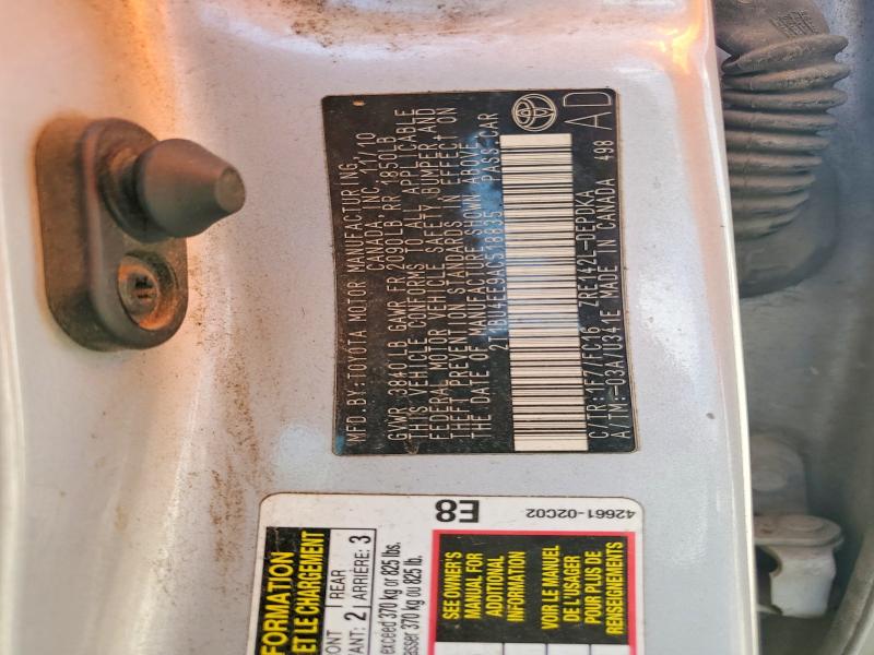 59111166 :رقم المزاد ، 2T1BU4EE9AC518835 vin ، 2010 Toyota Corolla مزاد بيع