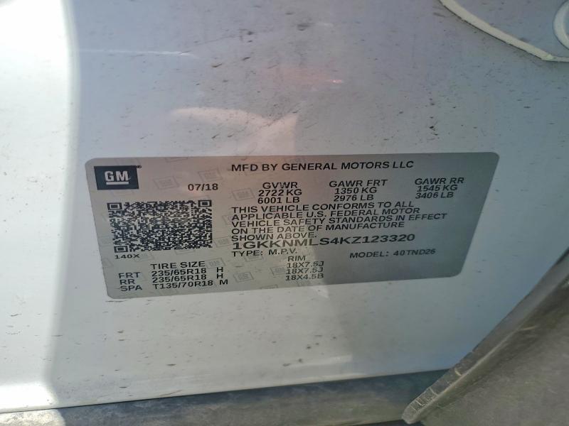 Aukcja sprzedaży 2019 Gmc Acadia, vin: 1GKKNMLS4KZ123320, numer aukcji: 56144696