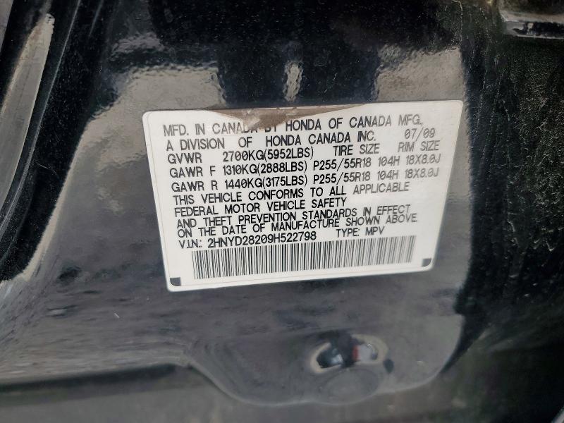 Aukcja sprzedaży 2009 Acura Mdx, vin: 2HNYD28209H522798, numer aukcji: 57388296