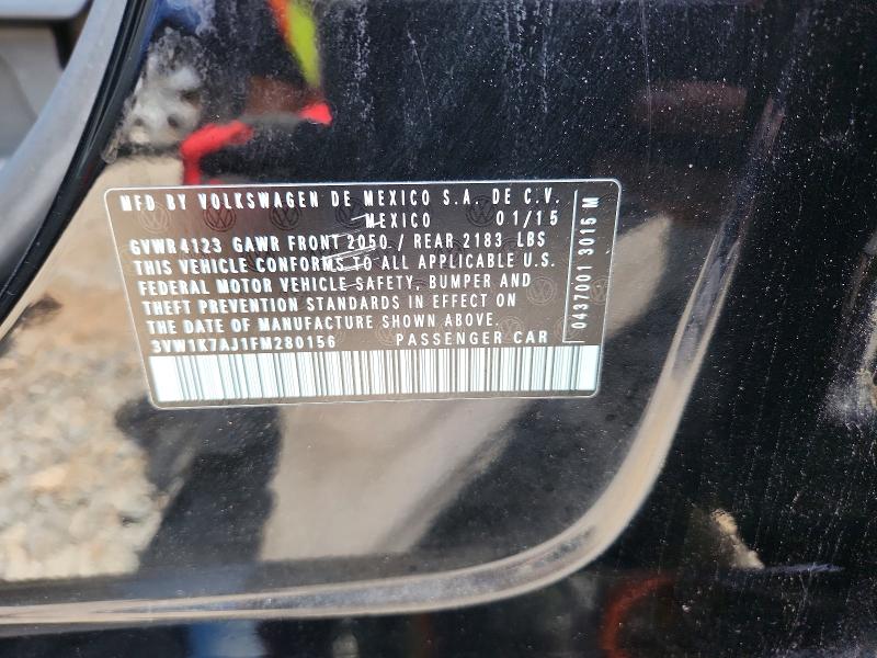 2015 Volkswagen Jetta მანქანა იყიდება აუქციონზე, vin: 3VW1K7AJ1FM280156, აუქციონის ნომერი: 58759616