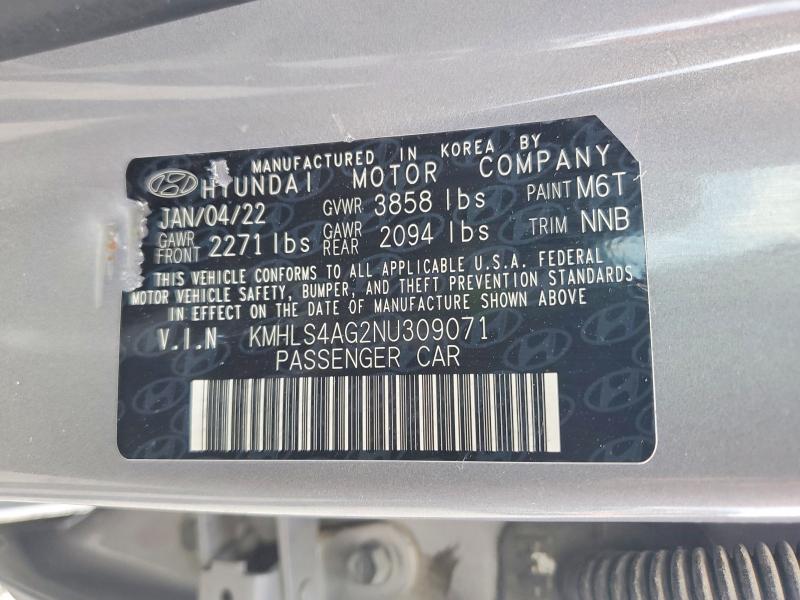 56287456 :رقم المزاد ، KMHLS4AG2NU309071 vin ، 2022 Hyundai Elantra مزاد بيع