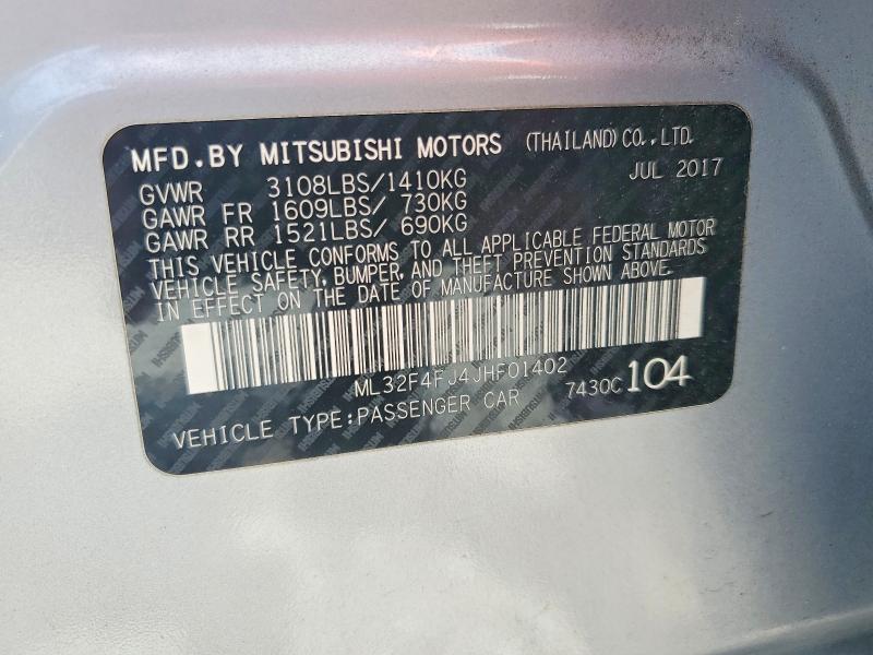 Продаж на аукціоні авто 2018 Mitsubishi Mirage, vin: ML32F4FJ4JHF01402, номер лоту: 55919396