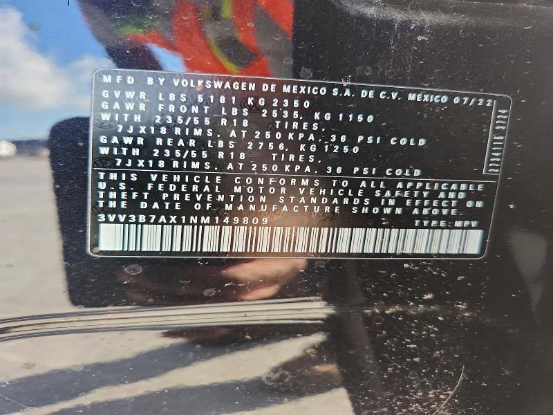 58912986 :رقم المزاد ، 3VV3B7AX1NM149809 vin ، 2022 Volkswagen Tiguan مزاد بيع