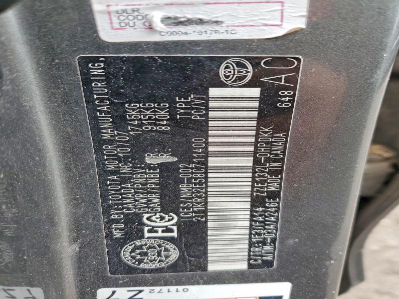 Aukcja sprzedaży 2008 Toyota Corolla Matrix, vin: 2T1KR32E58C711400, numer aukcji: 58059946