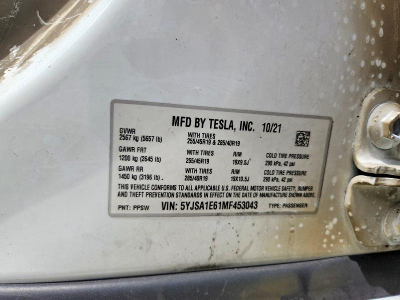 Aukcja sprzedaży 2021 Tesla Model S, vin: 5YJSA1E61MF453043, numer aukcji: 58163626