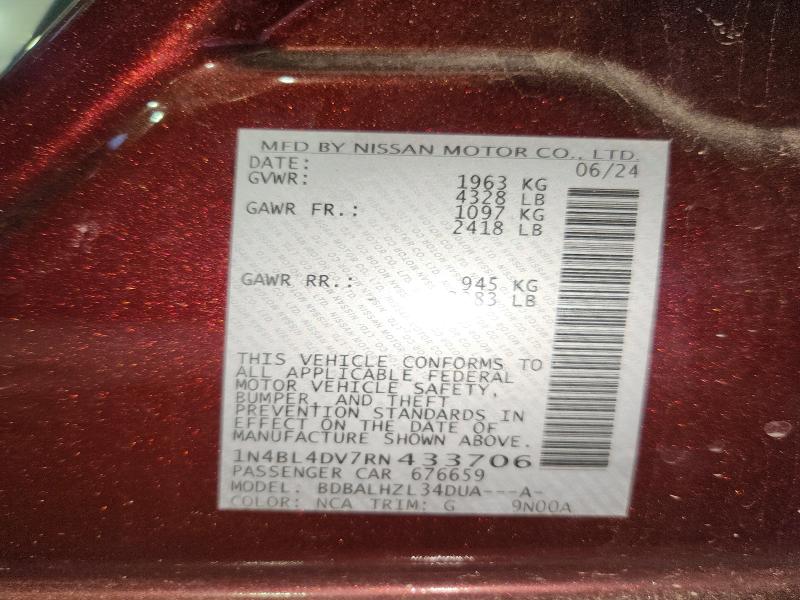 Продажа на аукционе авто 2024 Nissan Altima, vin: 1N4BL4DV7RN433706, номер лота: 57382076