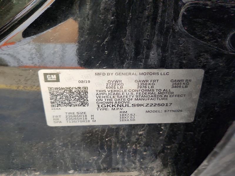 Aukcja sprzedaży 2019 Gmc Acadia, vin: 1GKKNULS9KZ225017, numer aukcji: 56583046
