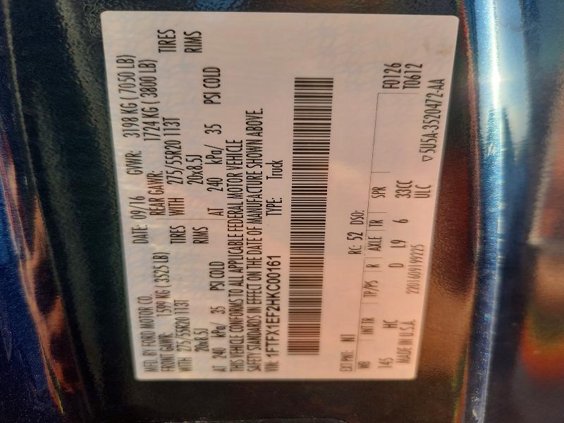 Aukcja sprzedaży 2017 Ford F150, vin: 1FTFX1EF2HKC00161, numer aukcji: 57187706