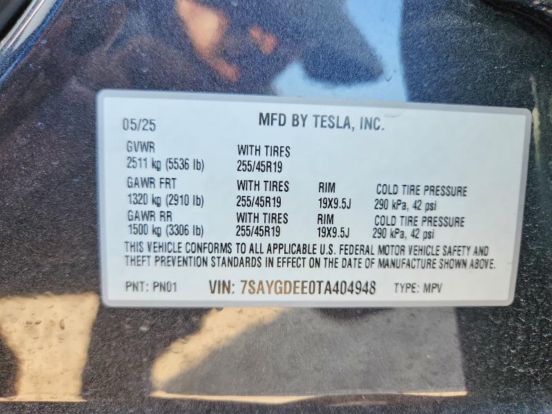Продажа на аукционе авто 2026 Tesla Model Y, vin: 7SAYGDEE0TA404948, номер лота: 58122946