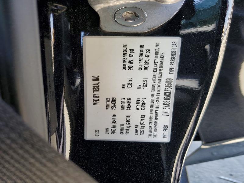 56107406 :رقم المزاد ، 5YJ3E1EAXLF645489 vin ، 2020 Tesla Model 3 مزاد بيع