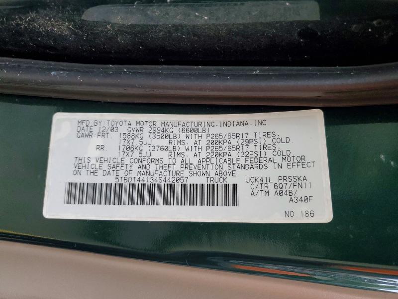 Продаж на аукціоні авто 2004 Toyota Tundra, vin: 5TBDT44134S442057, номер лоту: 58505136