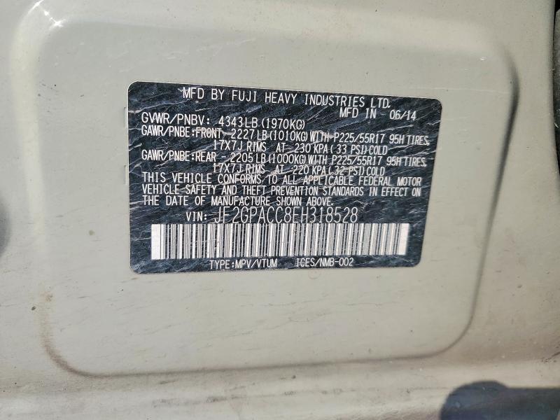 Продажа на аукционе авто 2014 Subaru Xv Crosstrek, vin: JF2GPACC8EH318528, номер лота: 57164466