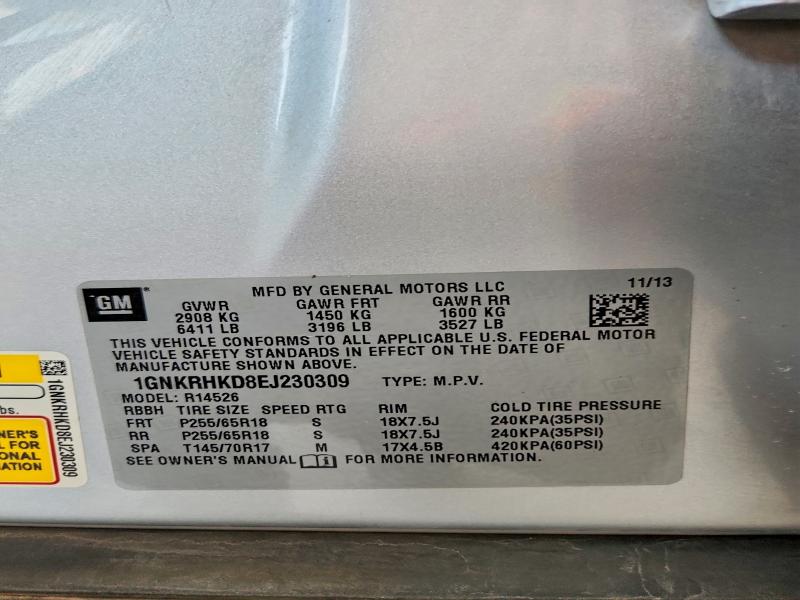 Продаж на аукціоні авто 2014 Chevrolet Traverse, vin: 1GNKRHKD8EJ230309, номер лоту: 55965946