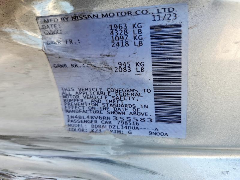 Продажа на аукционе авто 2024 Nissan Altima, vin: 1N4BL4BV6RN355583, номер лота: 55174746