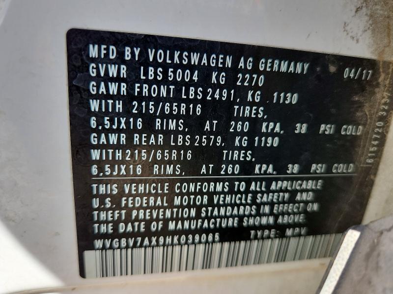 Продаж на аукціоні авто 2017 Volkswagen Tiguan, vin: WVGBV7AX9HK039065, номер лоту: 55754826