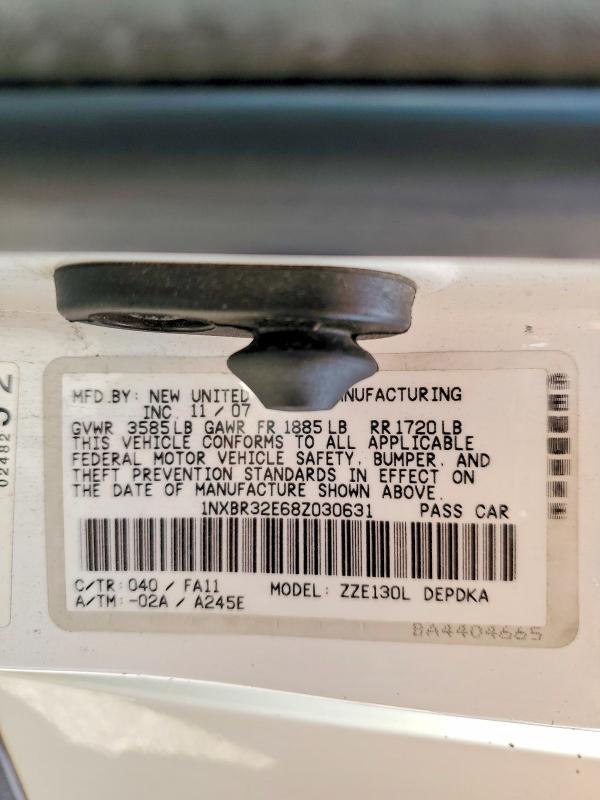 Aukcja sprzedaży 2008 Toyota Corolla, vin: 1NXBR32E68Z030631, numer aukcji: 55565516