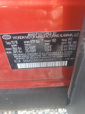 Продажа на аукционе авто 2019 Hyundai Santa Fe, vin: 5NMS33AD4KH038403, номер лота: 58173886