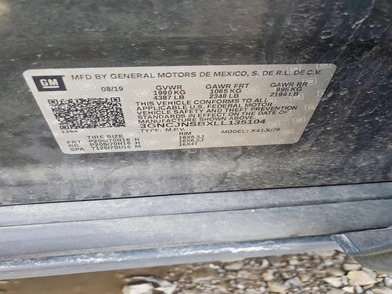 2020 Chevrolet Trax მანქანა იყიდება აუქციონზე, vin: 3GNCJNSBXLL135104, აუქციონის ნომერი: 55958116