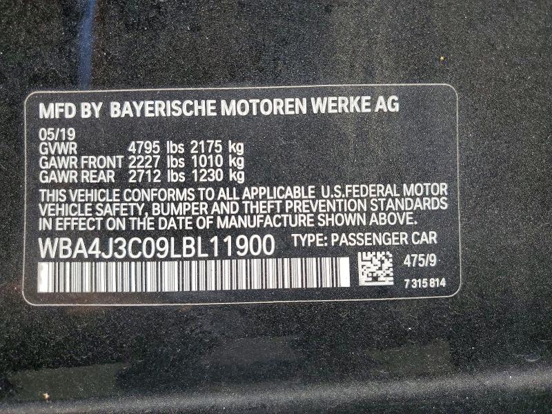 2020 Bmw 430xi მანქანა იყიდება აუქციონზე, vin: WBA4J3C09LBL11900, აუქციონის ნომერი: 57737606