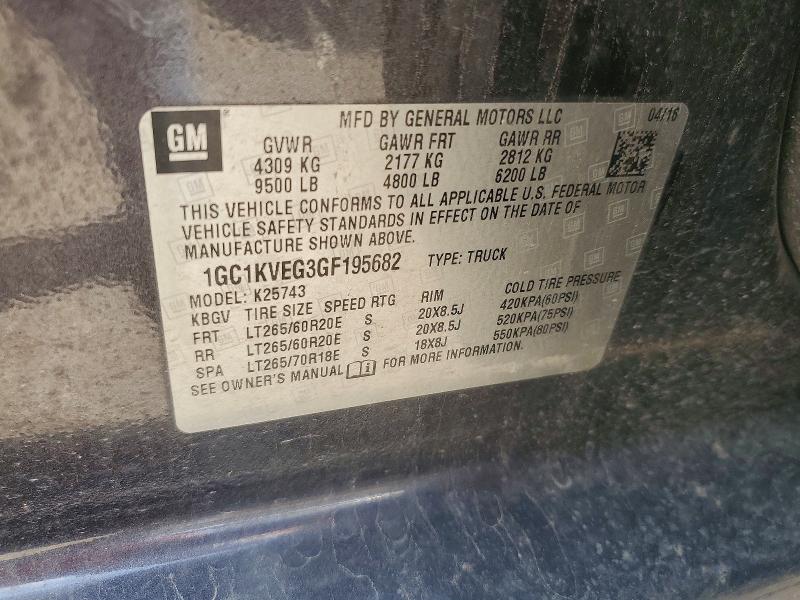 Aukcja sprzedaży 2016 Chevrolet Silverado, vin: 1GC1KVEG3GF195682, numer aukcji: 58689216