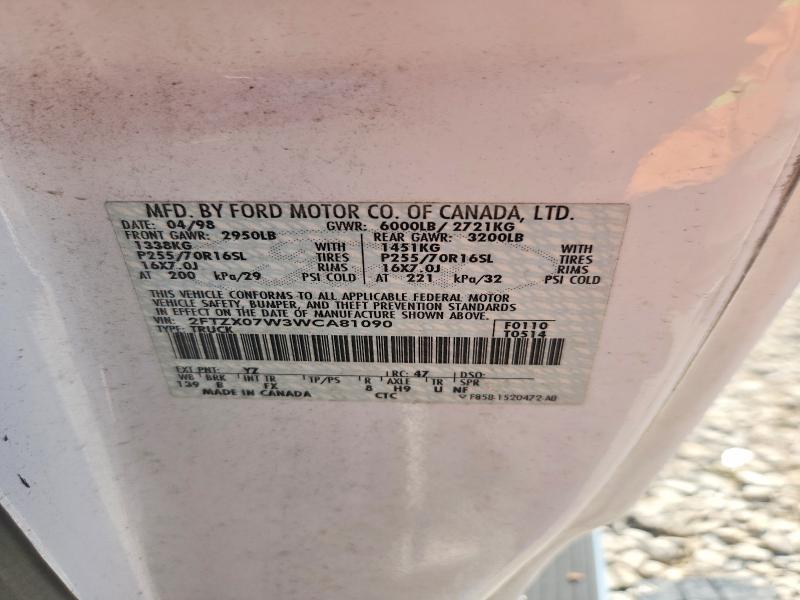 Aukcja sprzedaży 1998 Ford F150, vin: 2FTZX07W3WCA81090, numer aukcji: 55925846