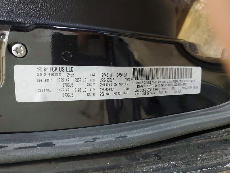 2020 Dodge Grand Caravan მანქანა იყიდება აუქციონზე, vin: 2C4RDGEGXLR188241, აუქციონის ნომერი: 54631016