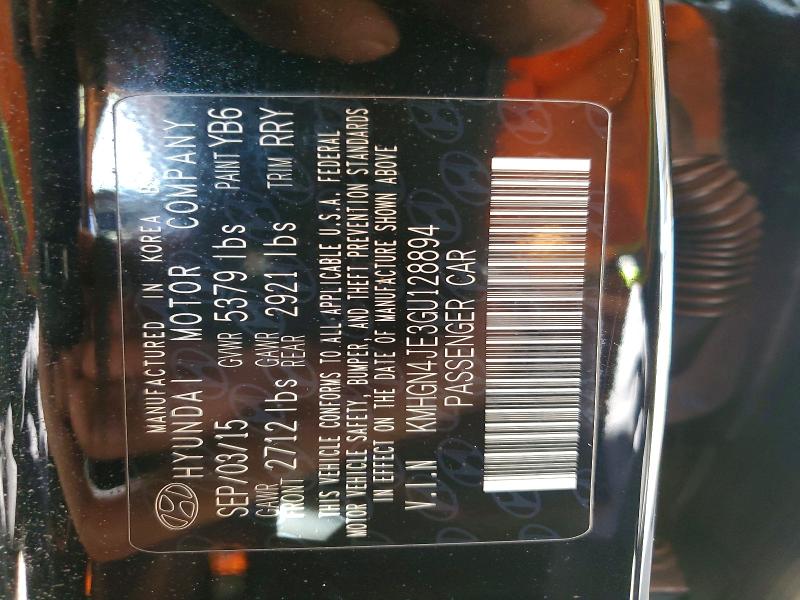 55747286 :رقم المزاد ، KMHGN4JE3GU128894 vin ، 2016 Hyundai Genesis مزاد بيع