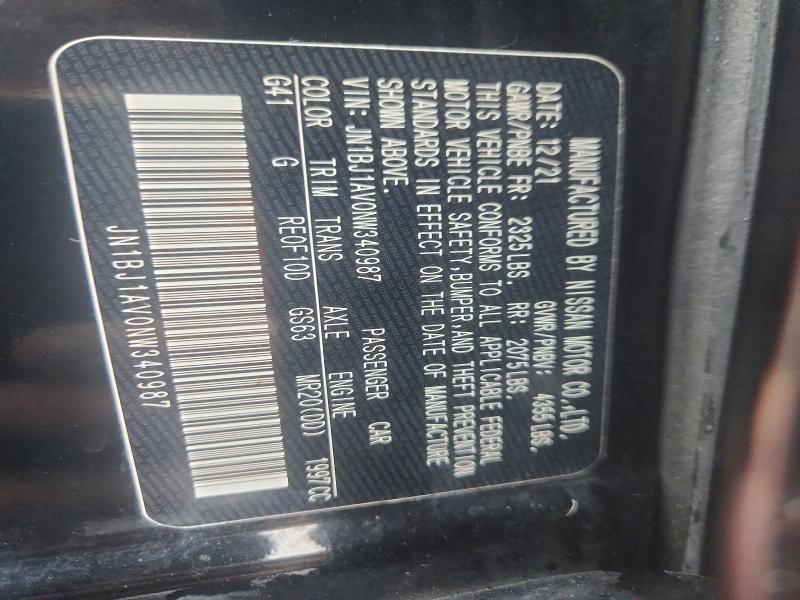 58818226 :رقم المزاد ، JN1BJ1AV0NW340987 vin ، 2022 Nissan Rogue Sport مزاد بيع