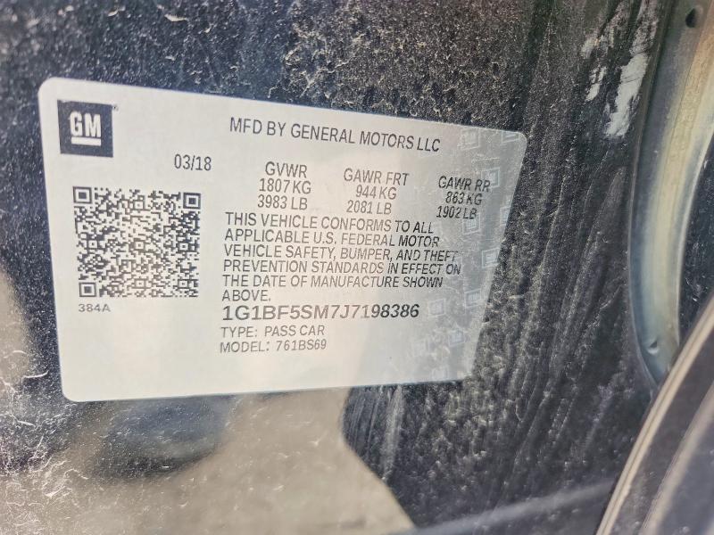 Aukcja sprzedaży 2018 Chevrolet Cruze, vin: 1G1BF5SM7J7198386, numer aukcji: 57659536