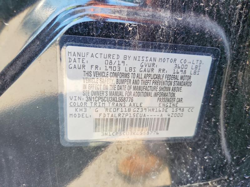 Aukcja sprzedaży 2019 Nissan Kicks, vin: 3N1CP5CU3KL558776, numer aukcji: 59076656