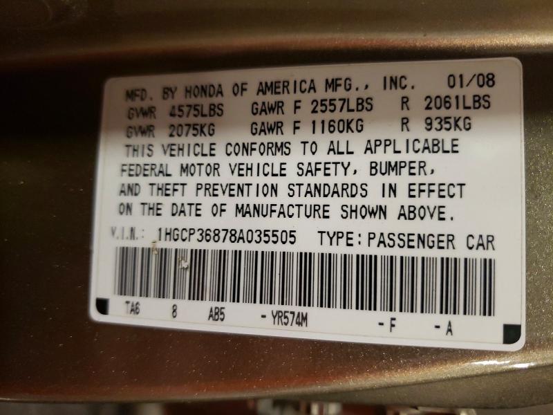 Продаж на аукціоні авто 2008 Honda Accord, vin: 1HGCP36878A035505, номер лоту: 56155336