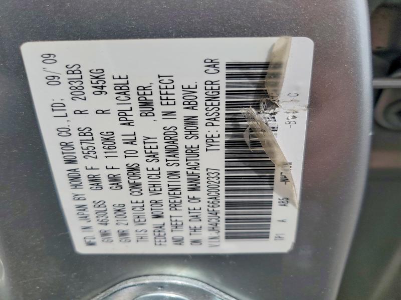 55804606 :رقم المزاد ، JH4CU4F66AC002337 vin ، 2010 Acura Tsx مزاد بيع