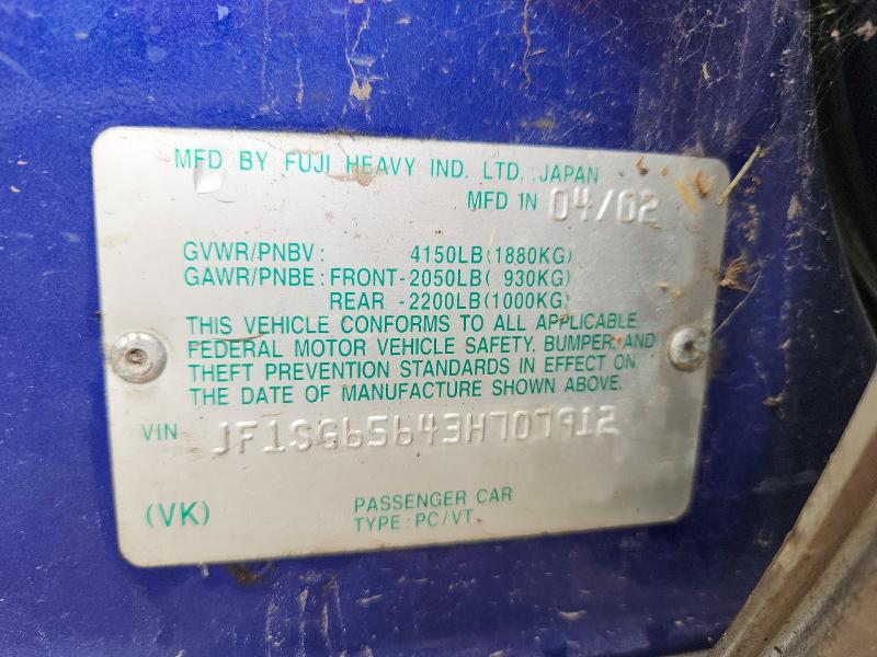 Auction sale of the 2003 Subaru Forester, vin: JF1SG65643H707912, lot number: 54237396